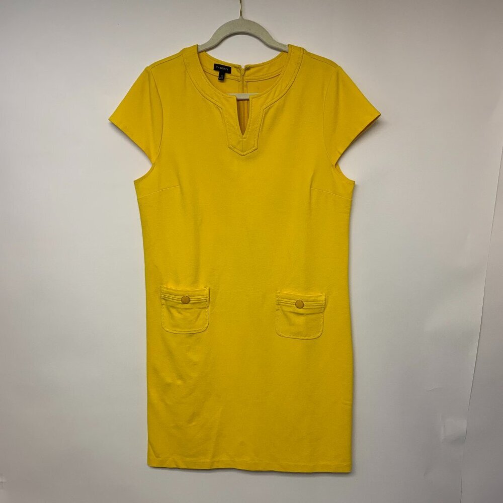 Talbots Dress Yellow Bright Sunshine Sheath Office Business Casual Womens SZ 14